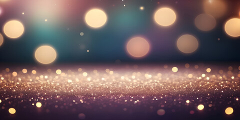 glittering shine bulbs lights background blur of Christmas, ink bokeh background glowing and shimmering, Magical neon background with bokeh and tiny ai generative - obrazy, fototapety, plakaty