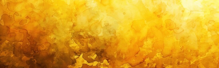 Golden Hues: Abstract Watercolor Paper Texture for Banner or Background Panorama