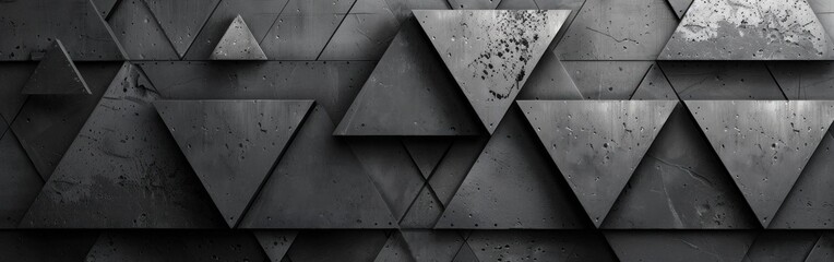Abstract Geometric Triangles on Dark Grey Stone Mosaic Tile Wallpaper - Fluted Texture for Background Banner