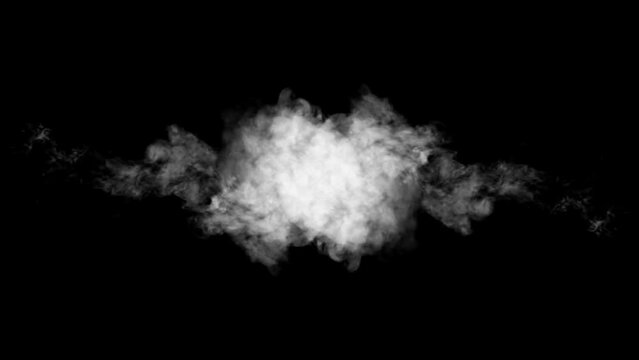 motionVFX steam, smoke blowing from right and left to center isolated on black background