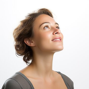 Portrait of an attractive woman thinking something positive 