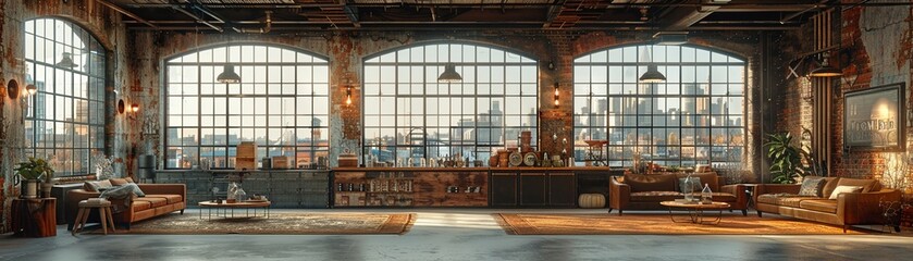 Industrial chic event space with raw textures and flexible layoutsup32K HD
