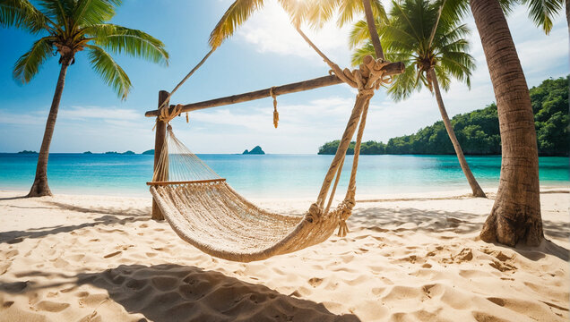 Tropical Beach with Hammock 