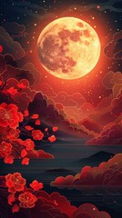 Mid-Autumn Festival background, Generated-AI