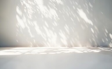 Minimal background with blurred foliage shadow on a white wall, great for presentations. Made with generative AI technology.