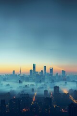 Fototapeta premium air pollution. A city full of smoke and PM.2.5, Generated-AI