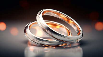 Pair of platinum wedding rings commitment forever glitter background
 - obrazy, fototapety, plakaty