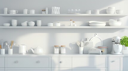 gray light bright kitchen houseware and accessories in real lifestyle. generative AI - Powered by Adobe