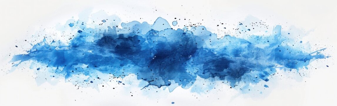 Abstract Blue Watercolor Splash on White - Creative AI Generated Painting with Unique Design Elements