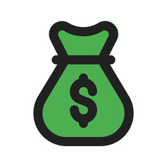 money bag line color icon