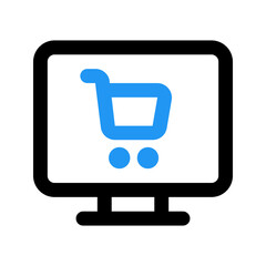 online color shopping line color icon