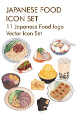 Japanese food logo vector icon set 
