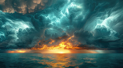 Obraz na płótnie Canvas Storm over the sea. Created with Ai