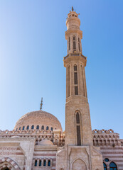 Beautiful Al Mustafa Mosque in Old Town of Sharm El Sheikh in Egypt, at sunset