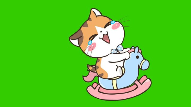 haha animation, cute cat on green screen
