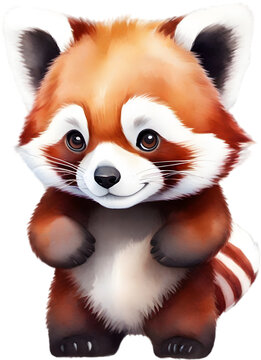 Watercolor painting of a cute Red Panda.