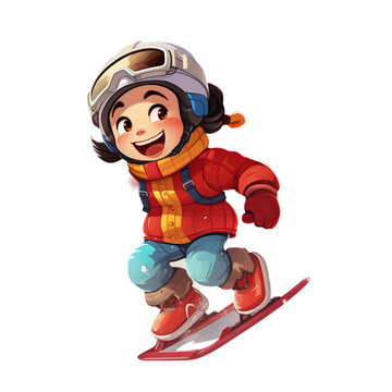 a boy sport children action person, Isolated on transparent PNG background, Generative ai
