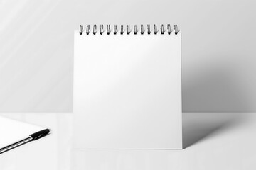 Pure Minimalism: White Notepad with Spiral Binding on Clean Background