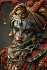 Obraz premium portrait of a colorful medieval jester character in a very detailed costume