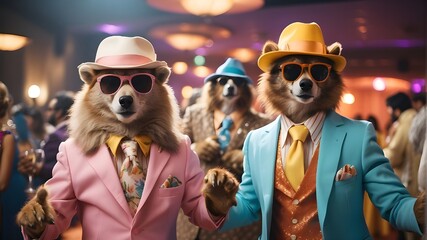 Stylish Suits and Silly Shades,  The Comical World of Animal Fashion, Funny Animals in Fashion, The Dapper Animals Collection, Trendy Animals in Sunglasses and Suits, Chic, Dapper, Suave, Stylish