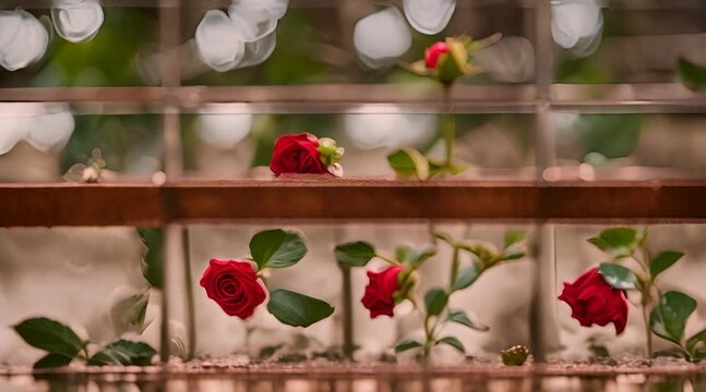 rose flowers in the window