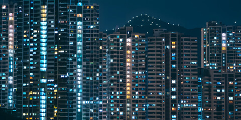 Fototapeta na wymiar Skyline noturno abstrato da cidade