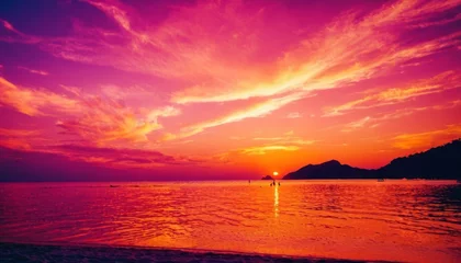 Foto auf Leinwand Wonderful sunset sky along the beach background illustration concept © SANTANU PATRA