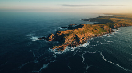 aerial view of cliff on the sea on morning