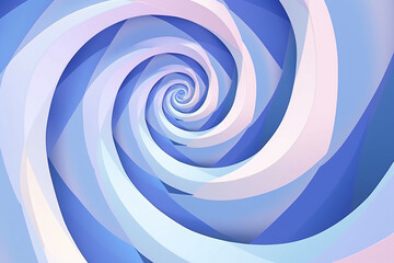 Create an elegant and intricate spiral design with a glitch effect incorporated, primarily using shades of blue,cute, animation, technicolor, illustration