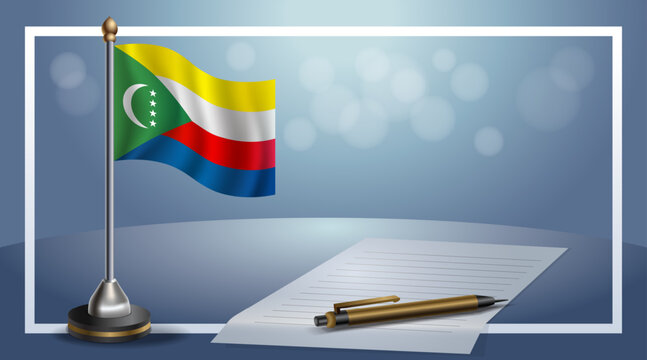 Comoros National Day, template banner with bokeh background, vector Illustration