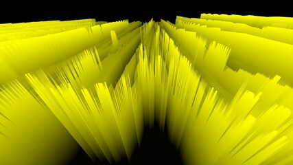 bright vivid lemon yellow coloured  creative futuristic design in 3D on a black background