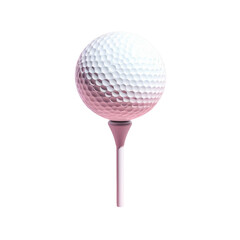 A golf ball positioned on a tee against a transparent Background