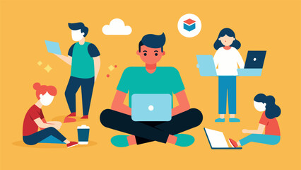 A picture of a group project in school with one member taking on the majority of the work while others sit back and let them do all the work.