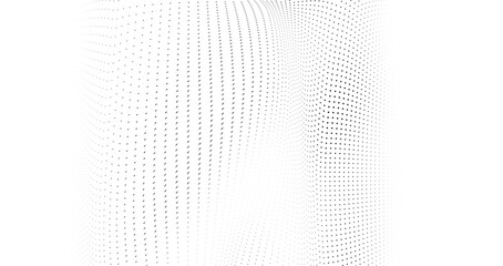 Monochrome texture halftone wave of black dots on a white background