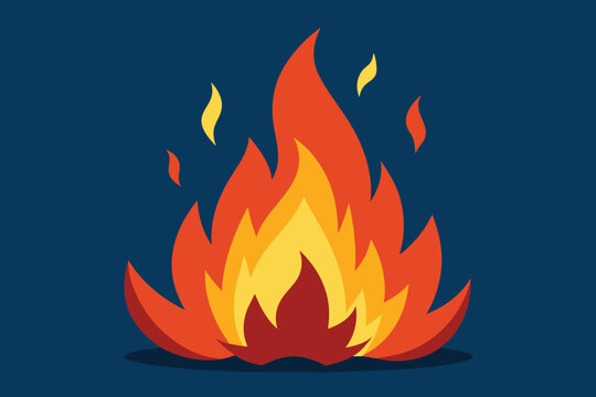 Set of fire flames, burning bonfire, campfire, fireball, heat wildfire cartoon vector illustration