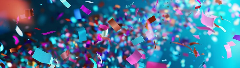 Confetti  Throwing paper pieces as a gesture of celebration, Holiday and celebration element, futuristic background - obrazy, fototapety, plakaty