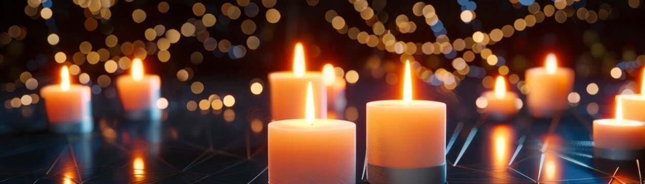 Candles  Creating ambiance and symbolizing light in the darkness, Holiday and celebration element, futuristic background