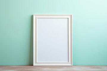 The most perfect blank empty frame against a soft color wall background, ready for your artistic...