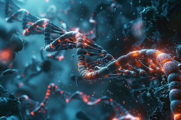 Nanotechnology Nanobot DNA Repair Module in Action - obrazy, fototapety, plakaty