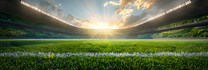 Football stadium design with green grass and lig,
Lights at night and stadium - obrazy, fototapety, plakaty