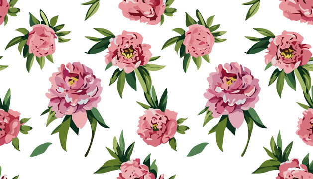 Seamless pattern with peonies flowers