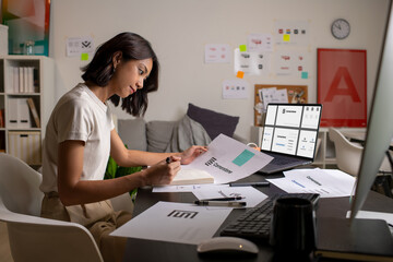 Asian woman Graphic designer working in office. Artist Creative Designer Illustrator Graphic Skill Concept.