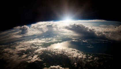 宇宙 無重力  雲　地球 earth Generative AI	
