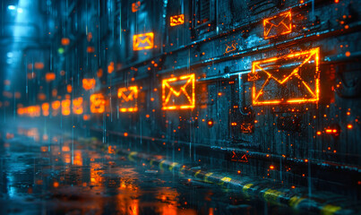 Close up View of Envelopes Representing Email Inundation, Symbolizing the Overwhelm of Digital Communications and Cybersecurity Threats