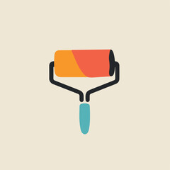 Paint roller in cartoon, doodle style. Image for t-shirt, web, mobile apps and ui. Isolated 2d vector illustration in logo, icon, sketch style, Eps 10. AI Generative