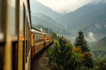 Train  Rail travel, evoking the romance of the journey, dreamy background