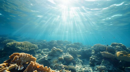 Fototapeta premium Turtles are caught in fishing nets on the seabed.World Ocean Day world environment day. Virtual image.