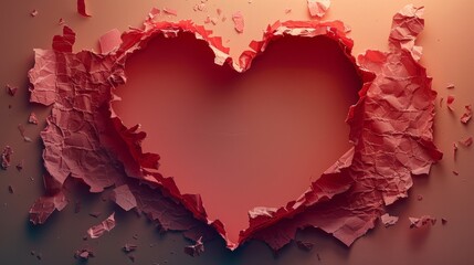   A torn heart-shaped paper with an exposed hole in the center