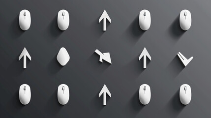 Computer mouse click cursor gray arrow icons set and loading icons. Cursor icon.Hand clicking icon collection.Pointer click icon. Mouse click cursor collection. Vector illustration. - Powered by Adobe