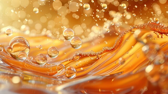   Close-up photo of yellow and orange waves with water bubble surface